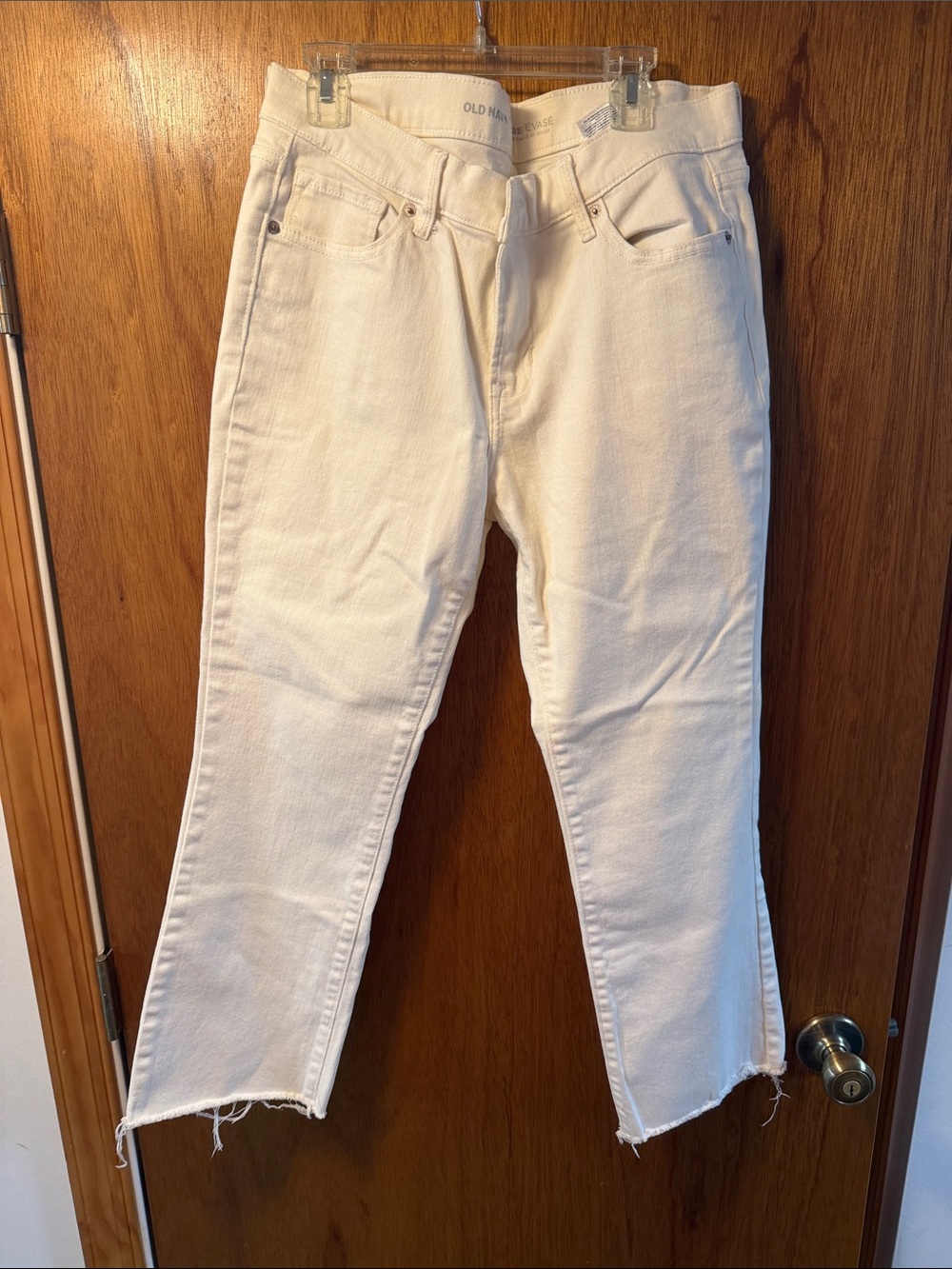 Old Navy Off-White Cropped Straight-Leg Jeans